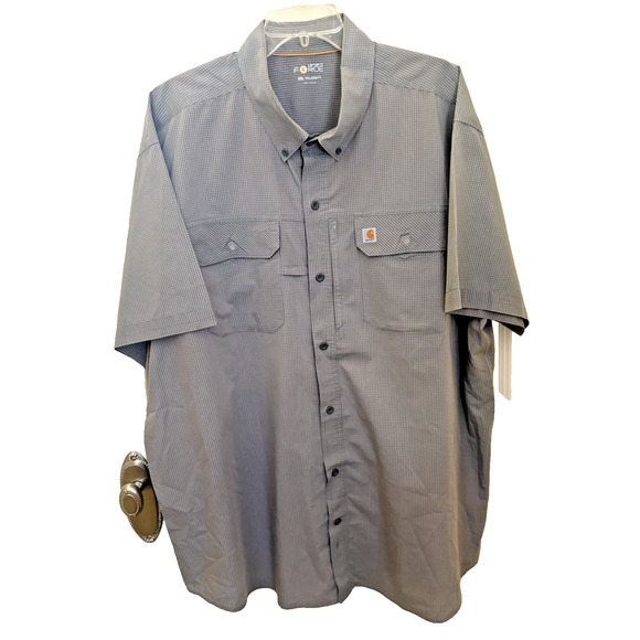 Carhartt Shirt Mens 3XL Grey Check Short Sleeve Force Relaxed Fit Work Outdoors - Picture 1 of 4